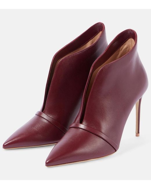 Malone Souliers Red Loren Leather Ankle Boots
