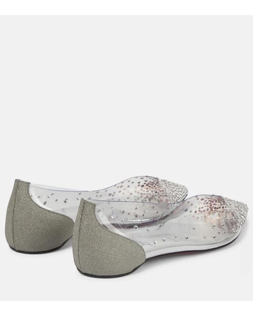 Christian Louboutin White Degrastrass Embellished Ballet Flats