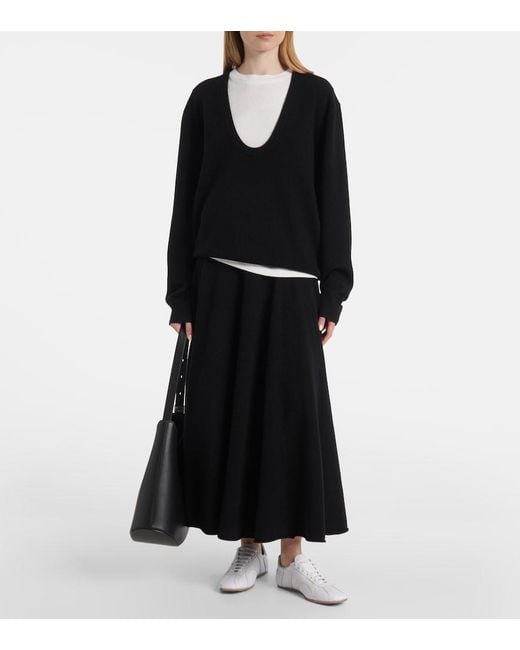 Extreme Cashmere Black N°313 Twirl Cashmere-Blend Maxi Skirt