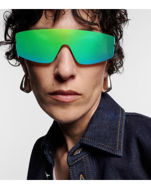 Bottega Veneta Green Light Ribbon Shield Sunglasses