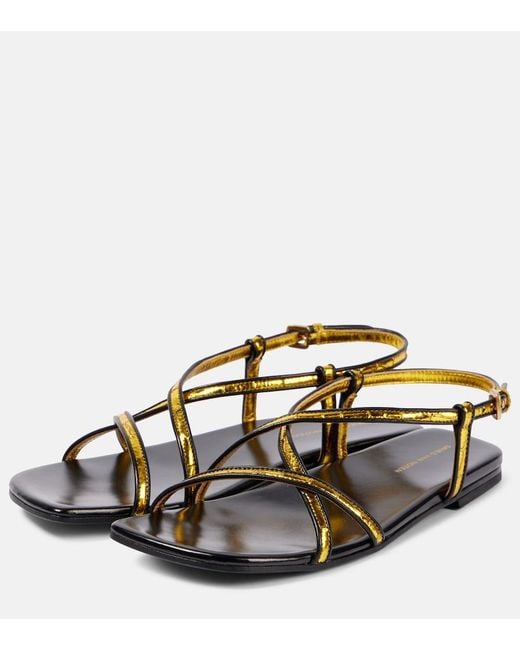 Dries Van Noten Metallic Leather Sandals