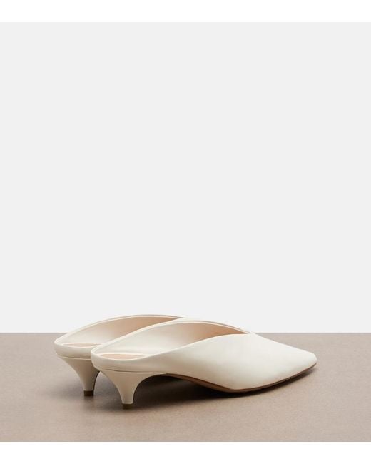 Bottega Veneta White Vesta Leather Mules