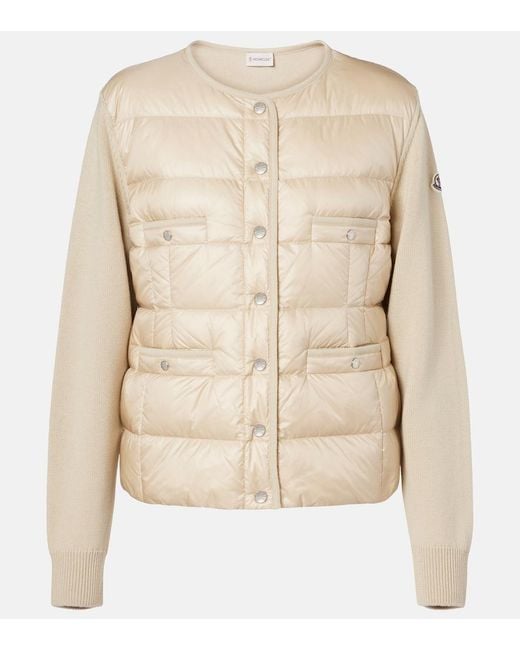 Moncler Natural Down-Paneled Virgin Wool Cardigan