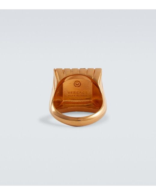 Versace Eckiger Ring Mit Medusa in Yellow für Herren
