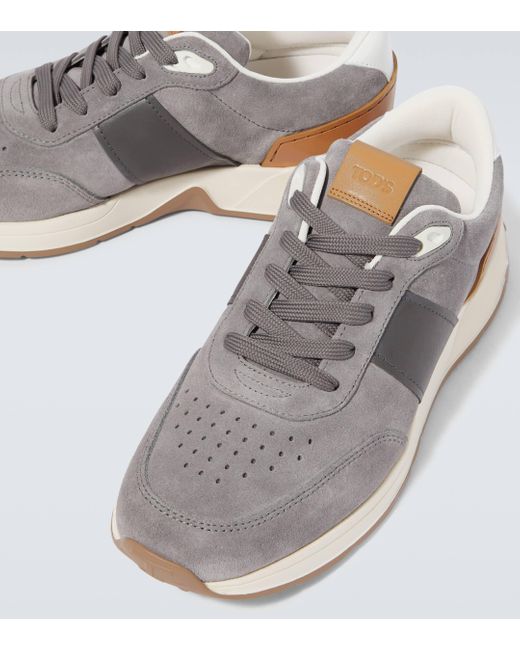 Tod's White Leather-trimmed Suede Sneakers for men