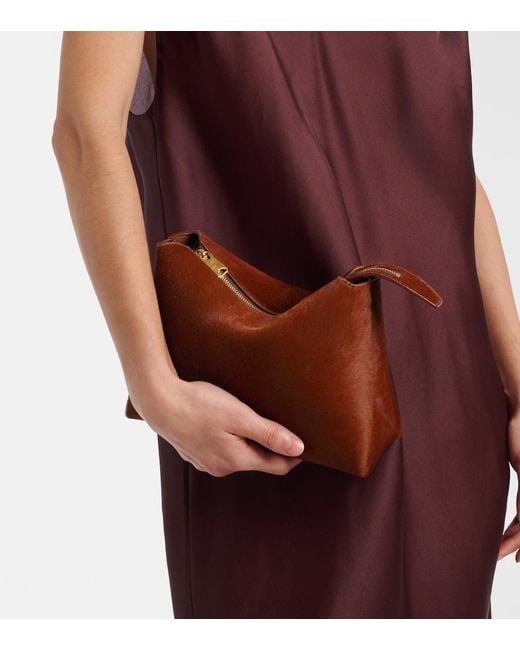 Khaite Brown Lina Medium Calf Hair Crossbody Bag