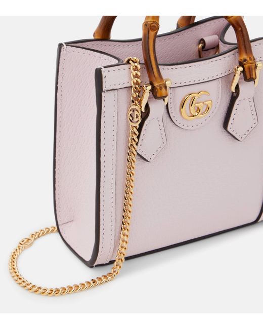 Gucci Pink Diana Mini Leather Tote Bag