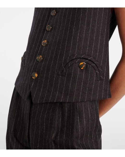 Blazé Milano Black Feral Pinstripe Wool And Cashmere Vest