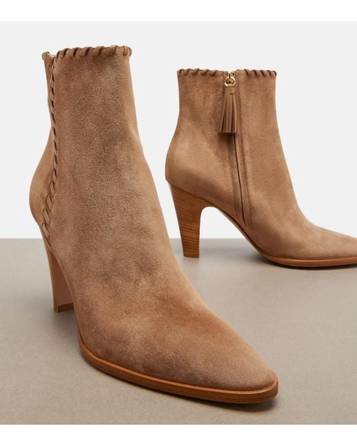 Gianvito Rossi Brown Leather-Trimmed Suede Ankle Boots