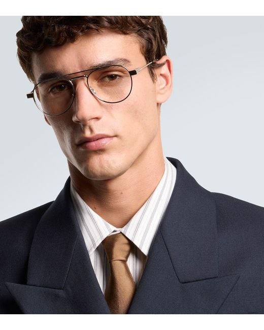 Saint Laurent Metallic Sl 808 Opt Aviator Glasses for men