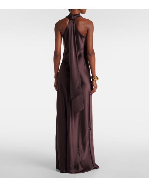 Galvan White Maxikleid Pandora Aus Satin