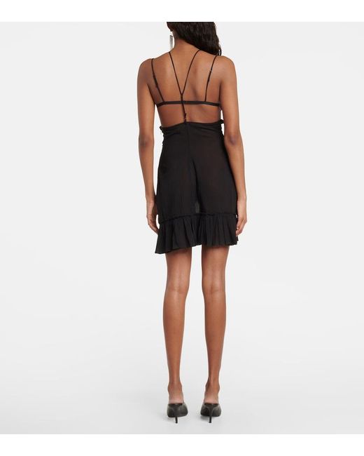 Nensi Dojaka Black Cutout Halterneck Cotton Minidress