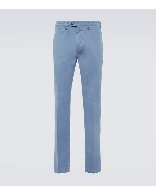 Pantalones chinos de sarga de algodon Canali de hombre de color Blue