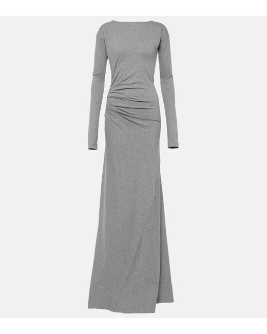 Robe longue en coton Victoria Beckham en coloris Gray