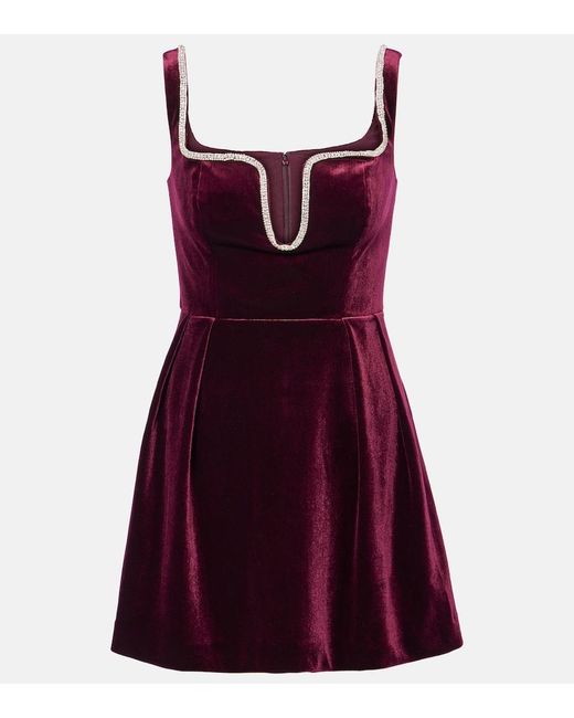Self-Portrait Red Velvet Minidress