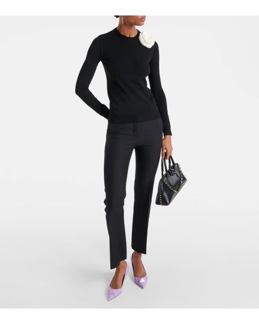 Valentino Black Floral-applique Sweater