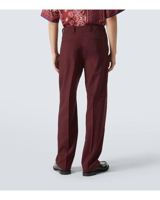 Gucci Gerade Hose Aus Wollgabardine in Red für Herren