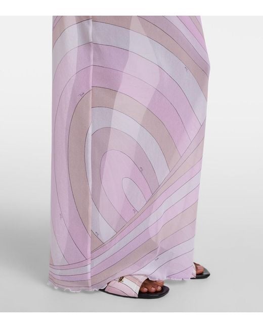 Emilio Pucci Pink Iride Sheer Tulle Maxi Dress