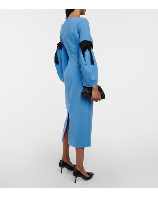 Roksanda Blue Venturi Bow-embellished Crepe Midi Dress