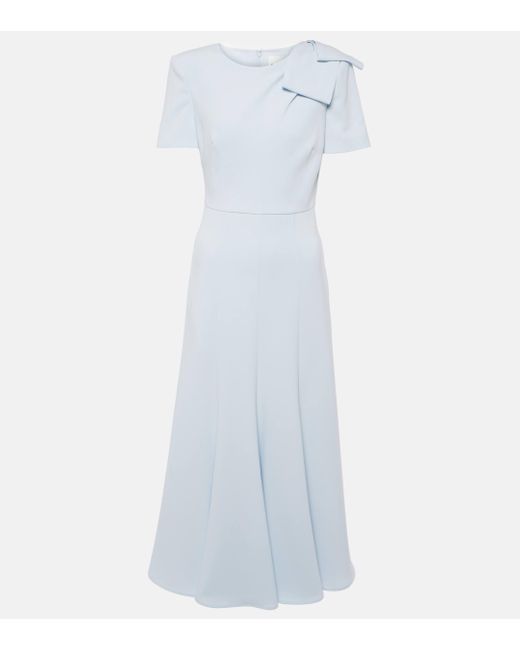 Roland Mouret Blue Bow-detail Midi Dress