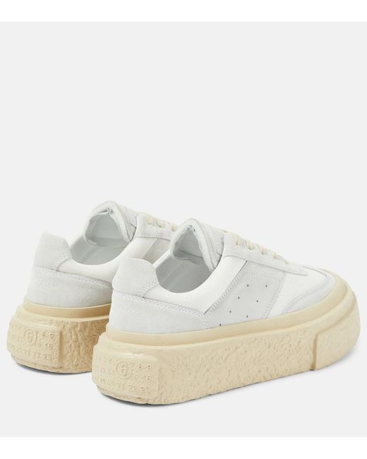 MM6 by Maison Martin Margiela White Suede Platform Sneakers