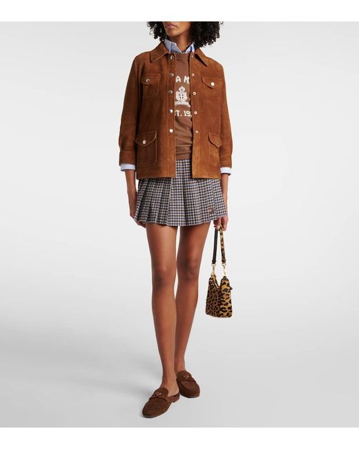 Prada Brown Logo Suede Mules
