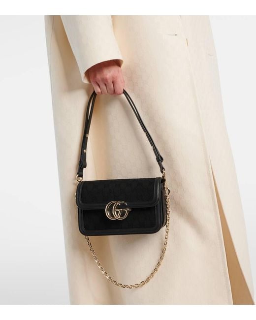 Gucci Black Go Gg Canvas Small Shoulder Bag