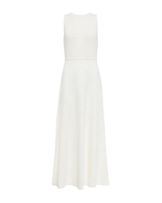 Max Mara Torino Linen-blend Maxi Dress in White | Lyst Australia