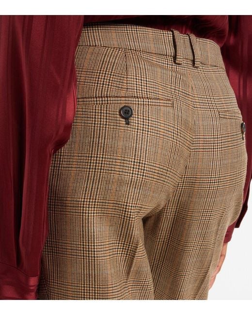 Saint Laurent Gray Prince Of Wales Wool Flared Pants
