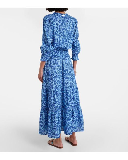 Heidi Klein Blue La Marquet Cotton-Blend Maxi Dress