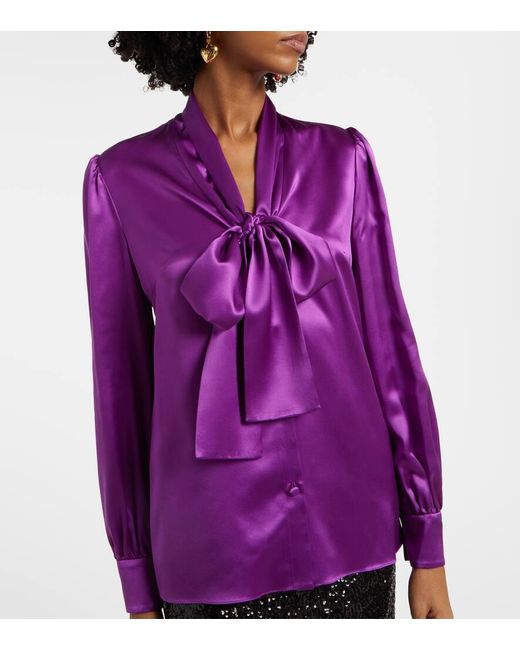 Dolce & Gabbana Purple Schluppenbluse Aus Seide