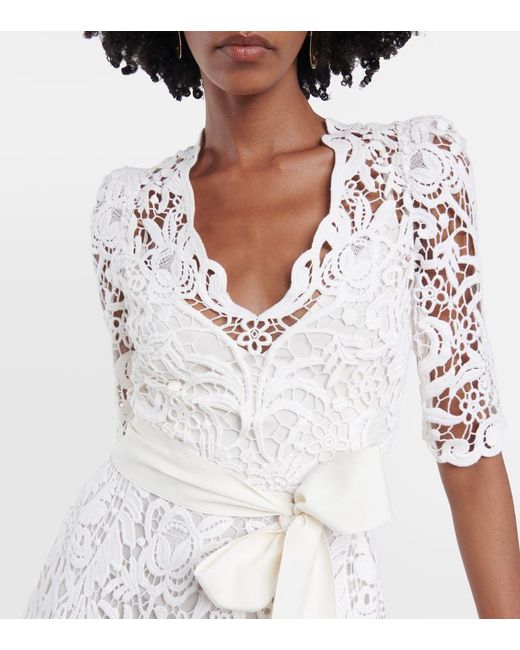 Elie Saab Natural Lace Midi Dress