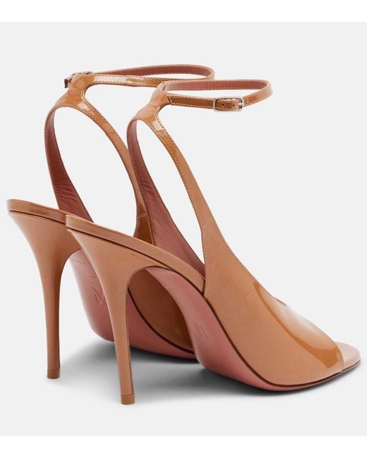AMINA MUADDI Brown Anok Patent Leather Slingback Sandals