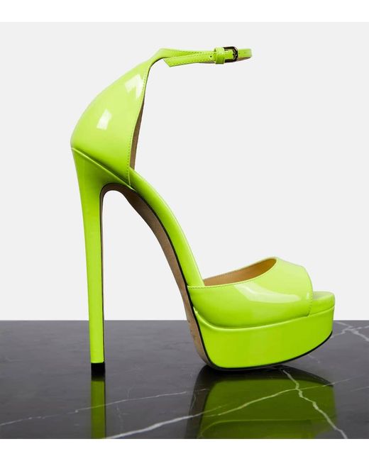 Jimmy Choo Green Max 150 Patent Leather Platform Sandals