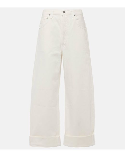 Citizens of Humanity White Ayla Mid-rise Wide-leg Jeans