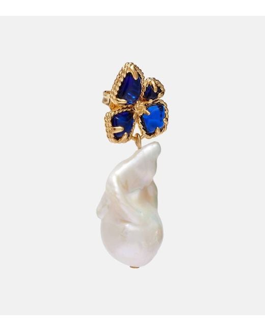 Zimmermann Blue Bloom Baroque Pearl Drop Earrings