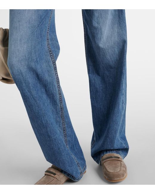 Jeans regular a vita alta di Brunello Cucinelli in Blue