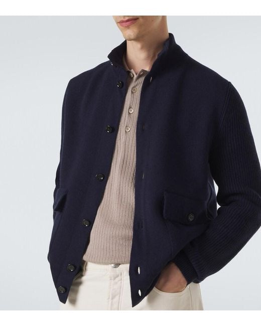 Lardini Blue Knitted Wool-Blend Jacket for men