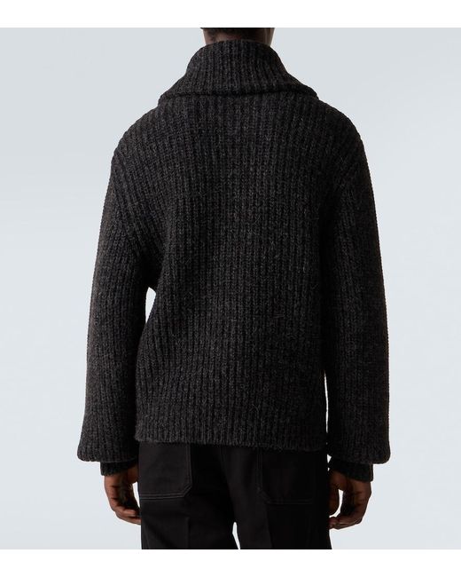 Lemaire Black Alpaca And Yak Wool Zip-Up Cardigan for men