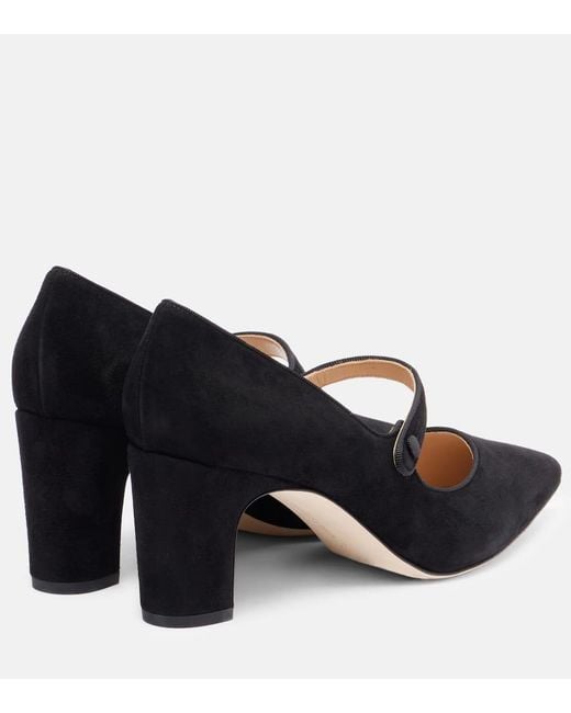 Manolo Blahnik Black Campariba Suede Mary Jane Pumps
