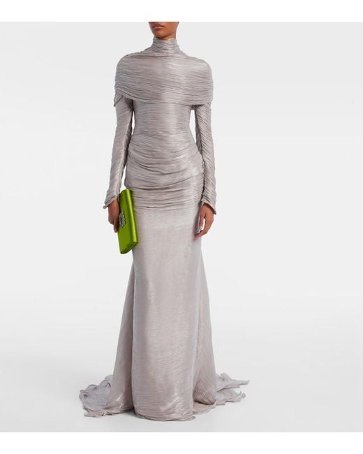 Marmar Halim Gray Ruched Gown
