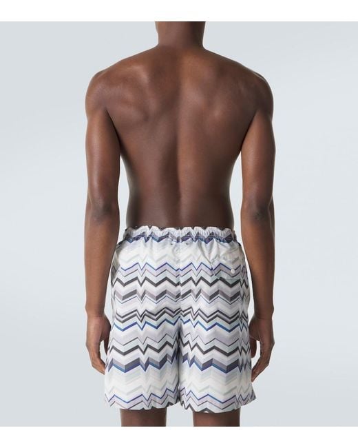 Missoni White Zigzag Swim Trunks for men