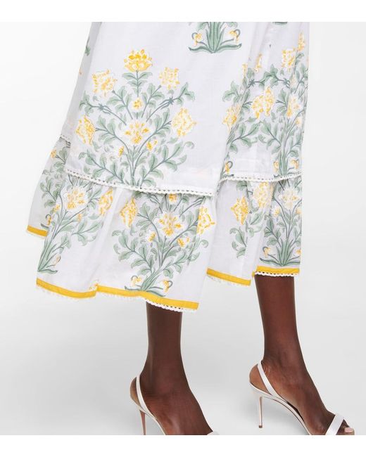Vestido Midi De Algodon A Capas Floral Juliet Dunn de color Multicolor