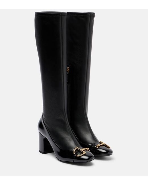 Gucci Black Stiefel Alfa Horsebit 75 Aus Leder
