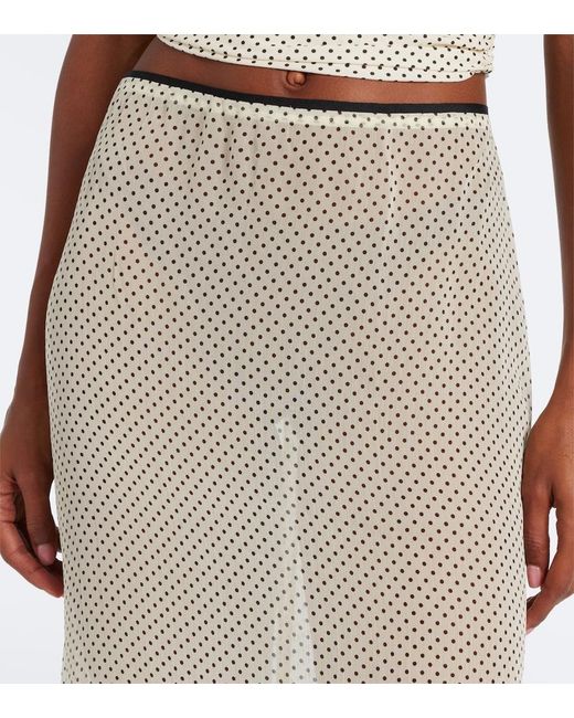 Hunza G White Polka-Dot Sheer Midi Skirt