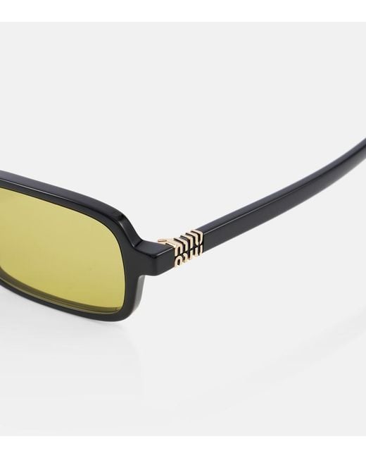 Miu Miu Brown Miu Regard Rectangular Sunglasses