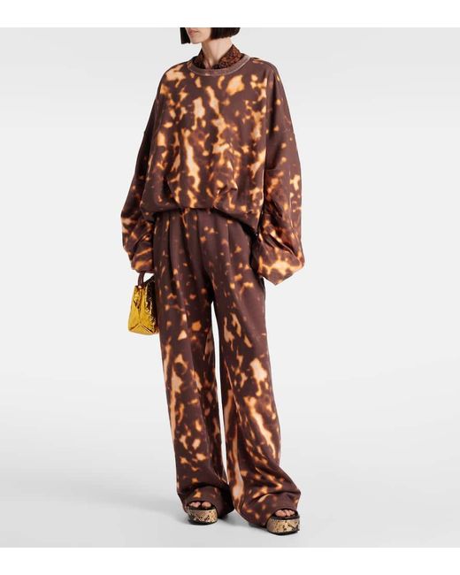 Dries Van Noten Brown Printed Gathered Cotton Sweatshirt