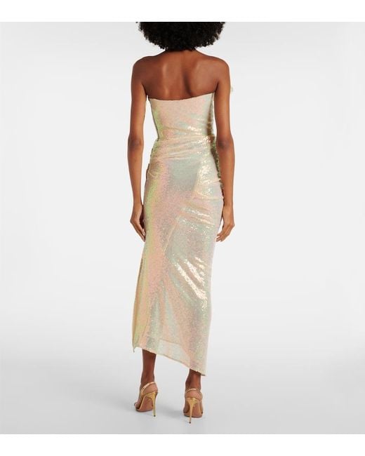 Maticevski Natural Exhilarate Ruffled Sequined Maxi Gown