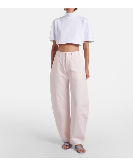 Alaïa Pink High-Rise Barrel-Leg Jeans