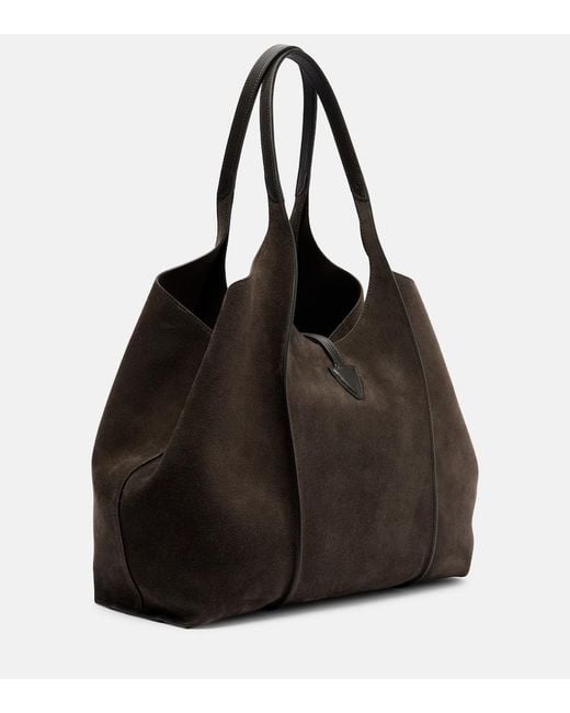 Tod's Black T Timeless Medium Suede Tote Bag
